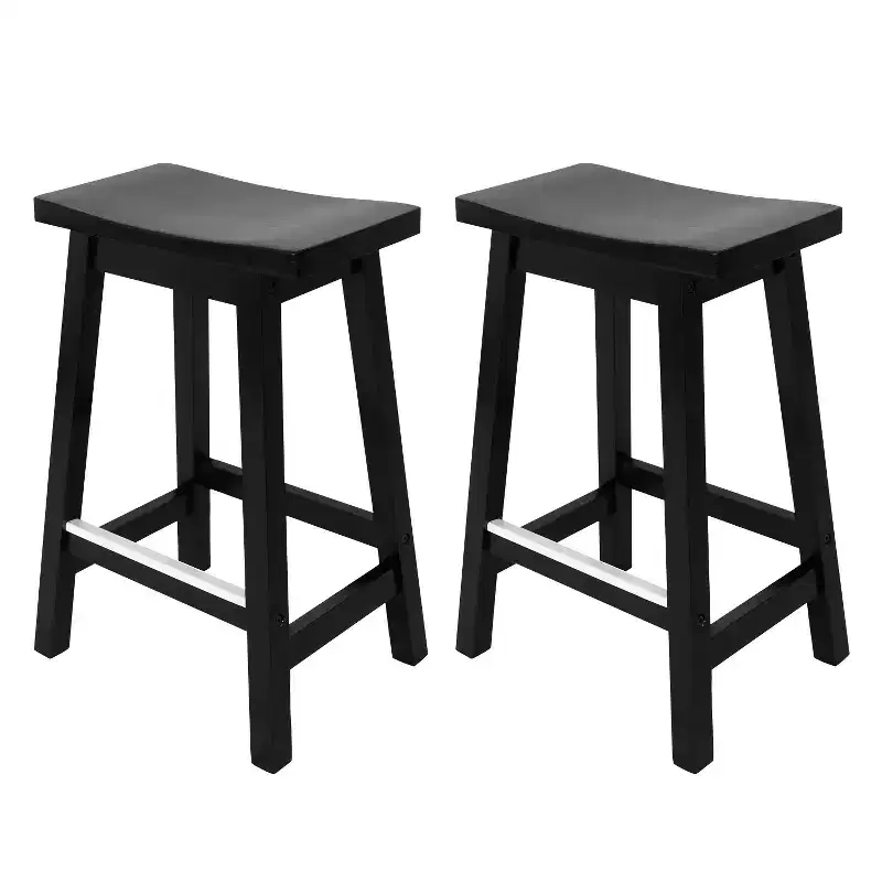 BestMassage Bar Stool Set of 2 Solid Wooden Saddle Bar Stools 24/30 Inch Height Home Furniture