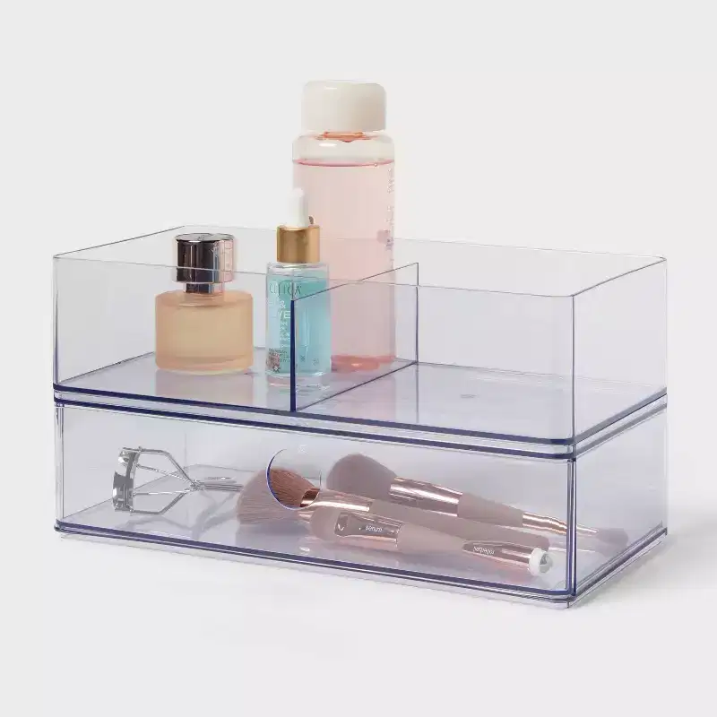 Clear Divided Bin with Drawer
