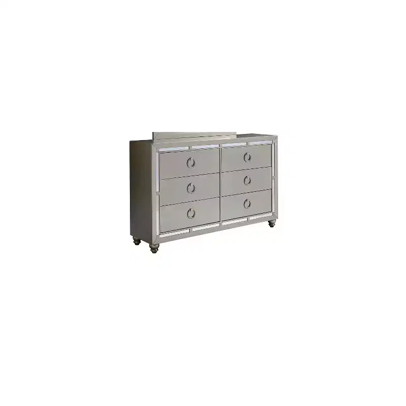 HomeStock 19 in.H Metal Horizontal Dressers with 6 - Drawers in Silver Finish