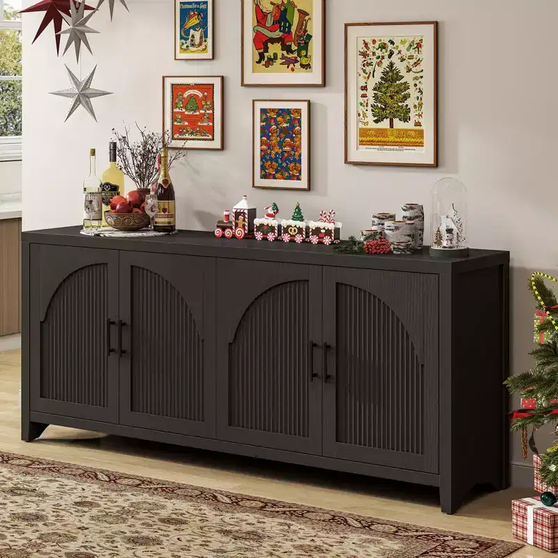 Bestier 70 TV Stand for TVs up to 75, Mid-Century Media Center with Storage for Living Room & Bedroom