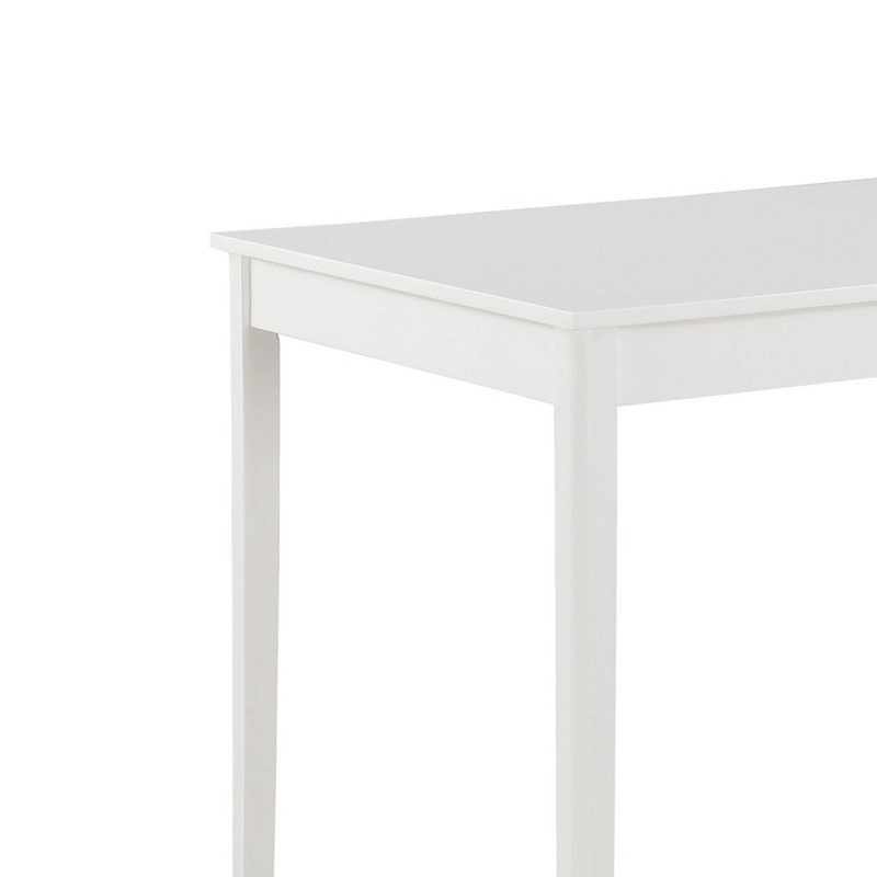 Lav 5 Piece Dining Table and 4 Chair Set, Open Backs, White Solid Wood