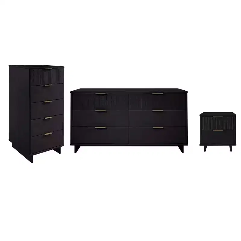 Manhattan Comfort 3pc Granville Chest with Double Dresser and Nightstand Bedroom Set