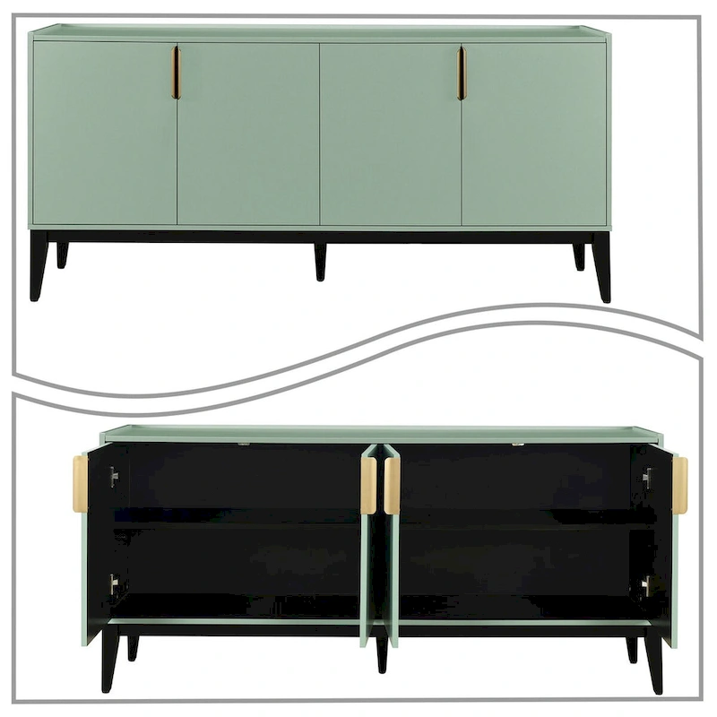 Classic Wooden Sideboard with Solid Rubberwood Legs