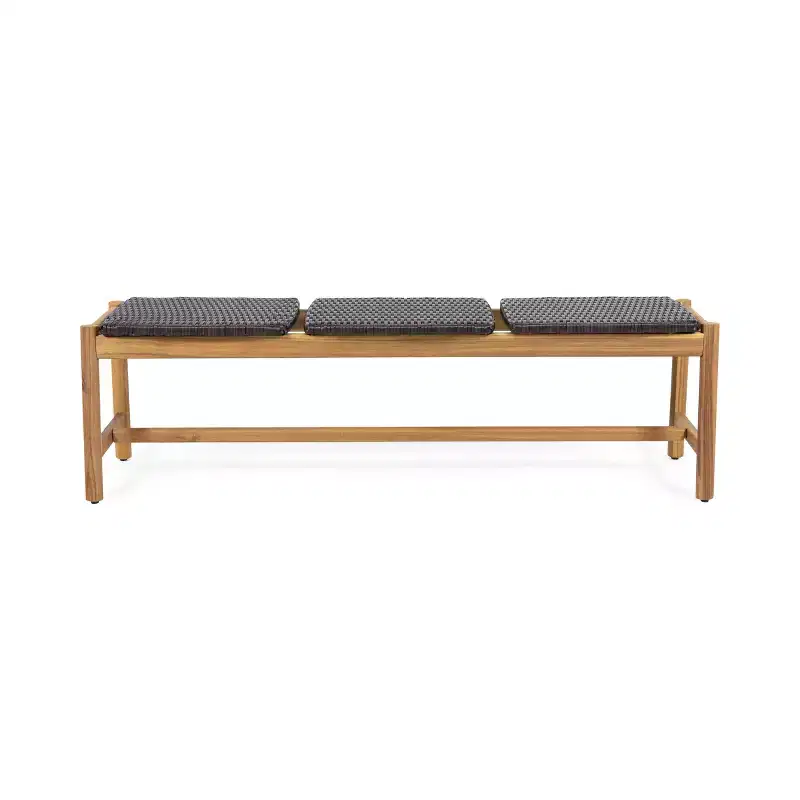 Christopher Knight Home Erick 61.5 Outdoor Wicker and Acacia Wood 3 Seater Bench