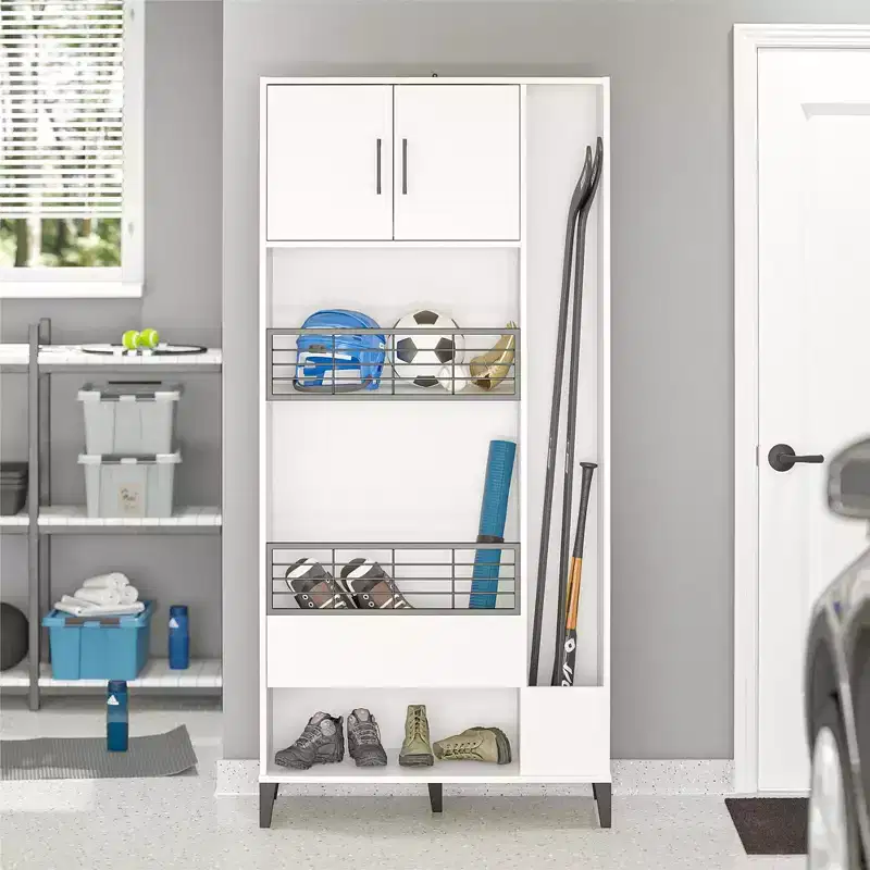 GDFStudio Orion Wood Sports Storage Cabinet for Garage and Home Organization