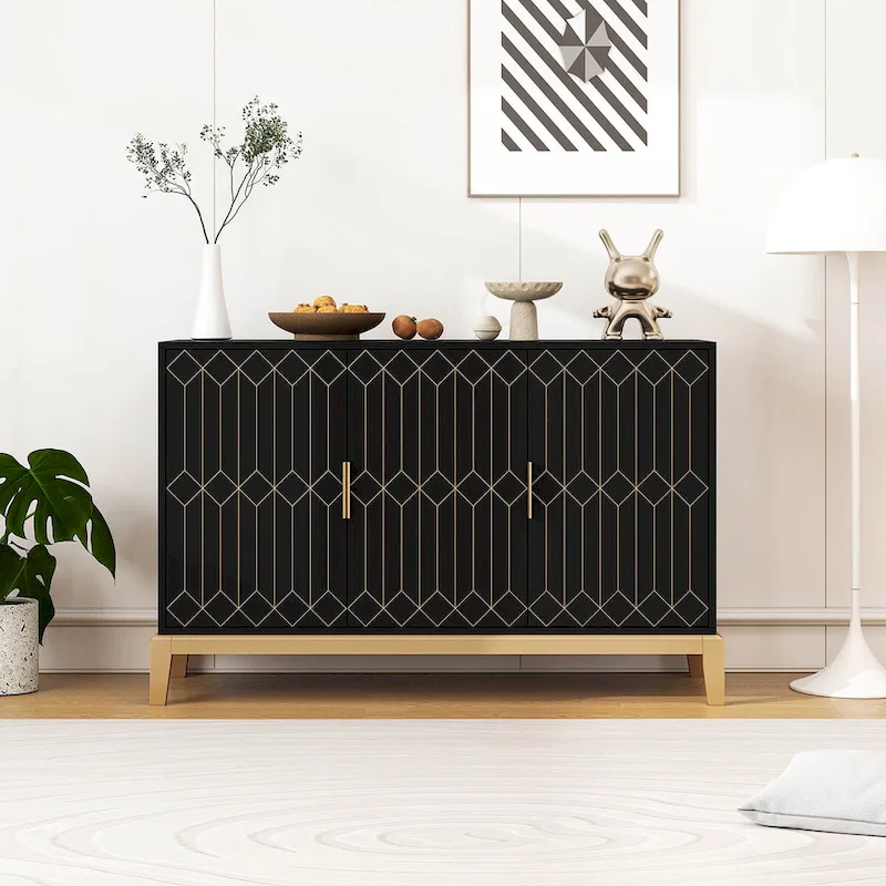 3 Door Storage Cabinet ,Sideboard Buffet Cabinet With Adjustable Shelf