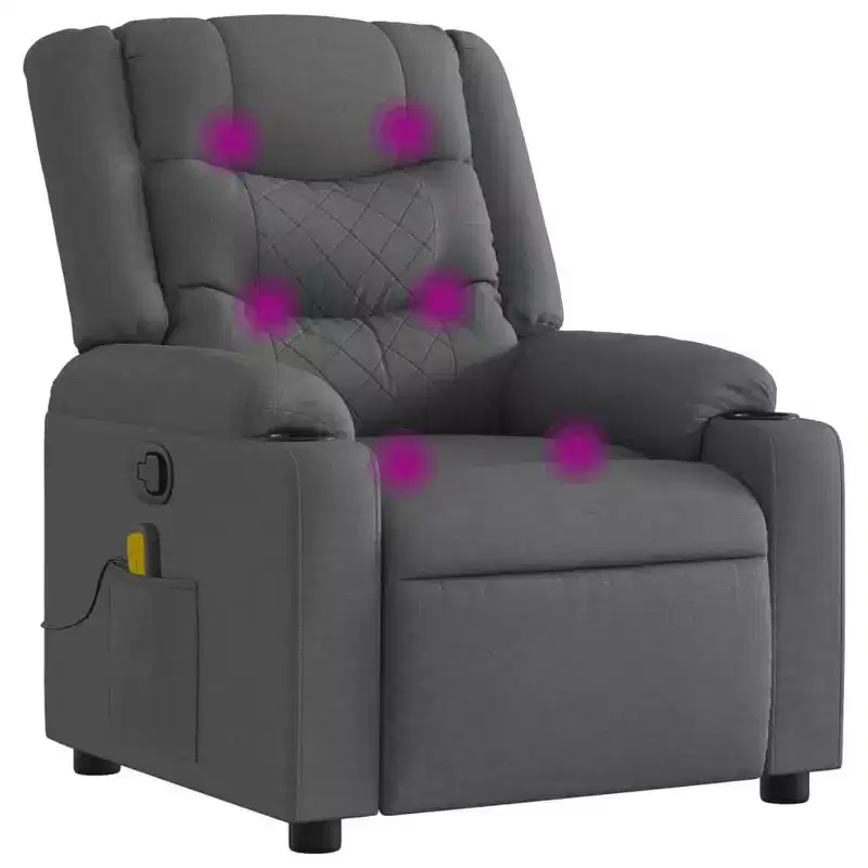 vidaXL Massage Recliner Chair - Dark Gray Manual Push Back
