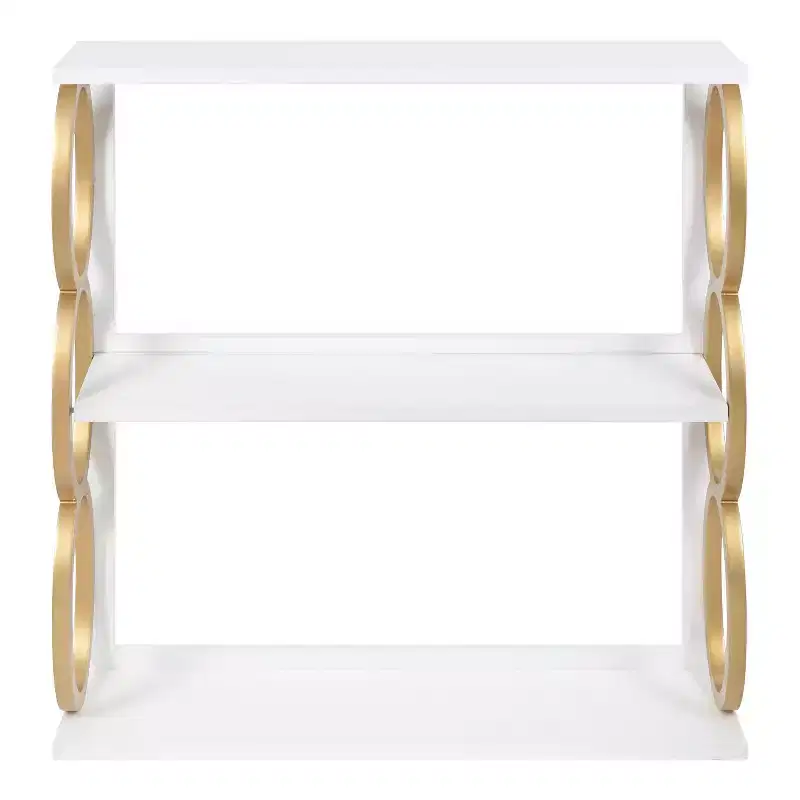 28" x 8" x 31" Ring Wooden 3-Tier Shelf White - Kate & Laurel All Things Decor: Mid-Century Storage Display