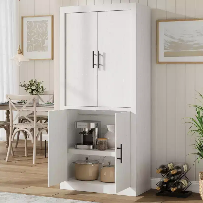 Tall Wooden Kitchen Pantry Cabinet for Dining, Living Room