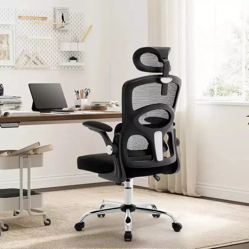 Ergonomic High-Back Mesh Office Chair with Headrest & Lumbar Support, Adjustable Swivel Desk Chair for Home Office