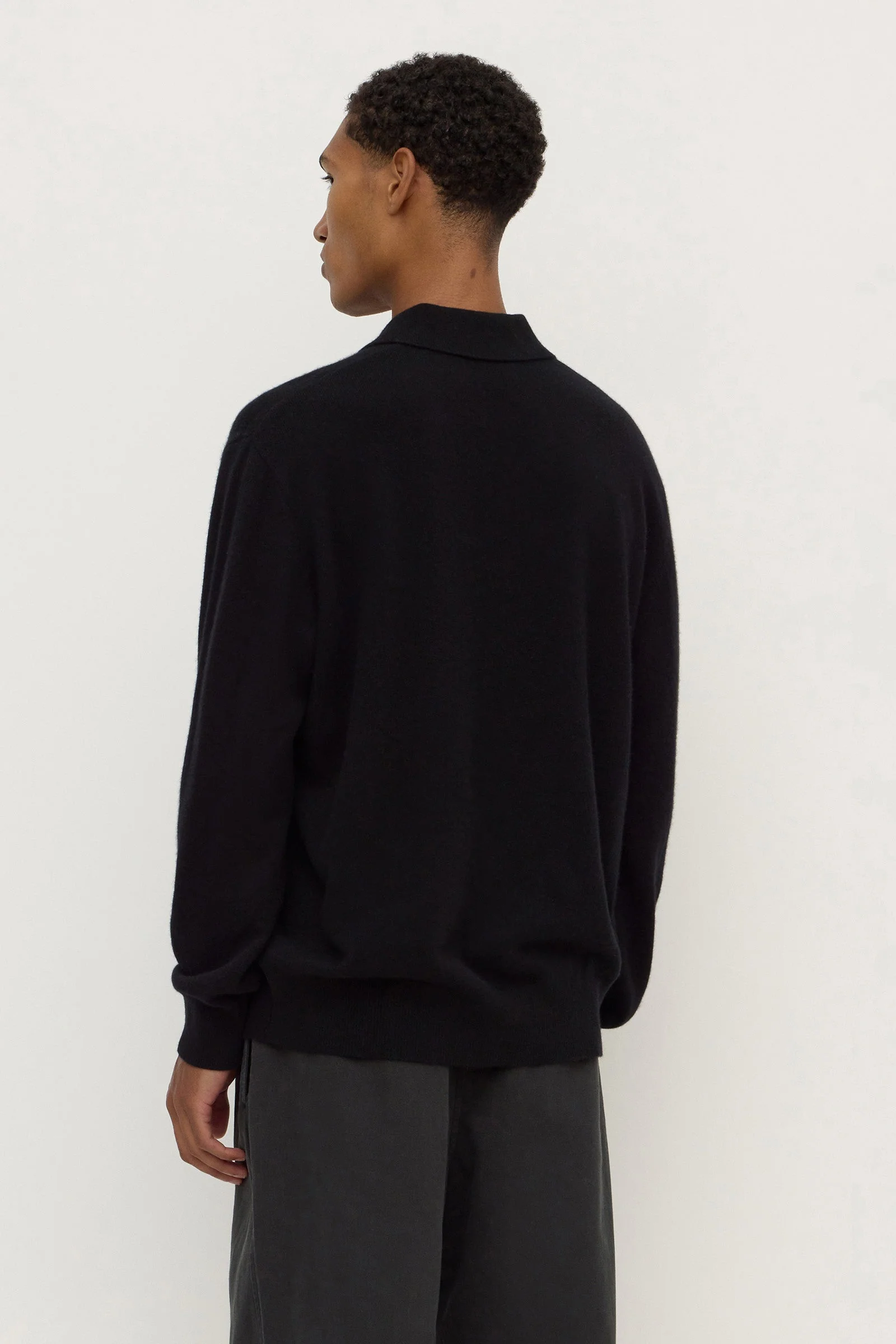 Black Cashmere Polo Knit