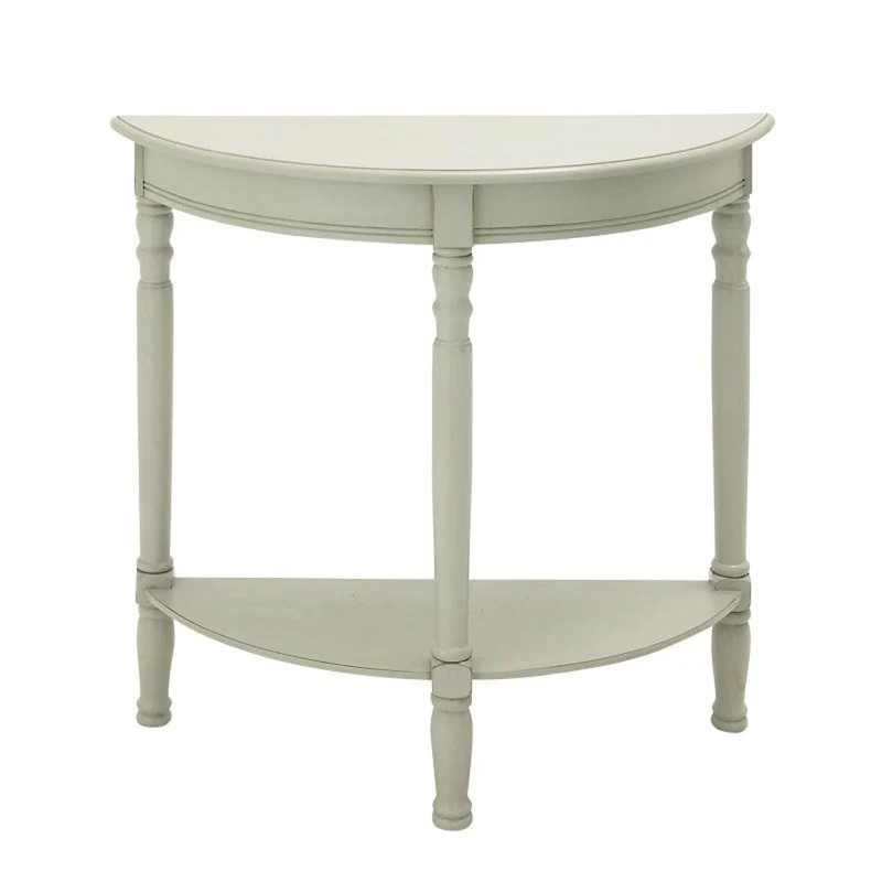 Half Moon Entryway Console Accent Table – Turned Legs, Light Grey Finish