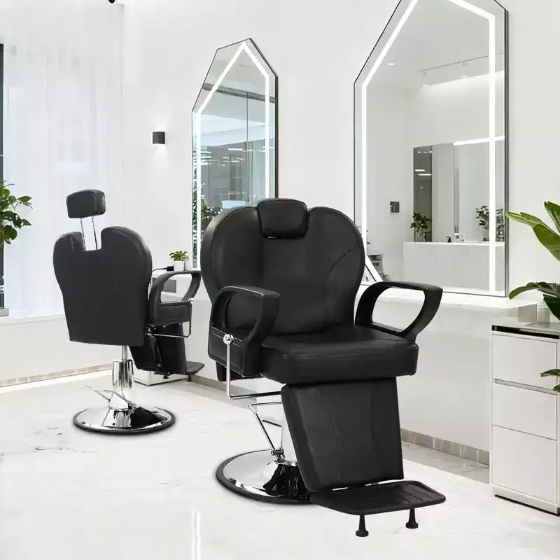 Barber Chair, Heavy Duty Reclining Barber Chair with Adjustable Height & Headrest, 360 Degree Swivel Hair Chair with Footrest