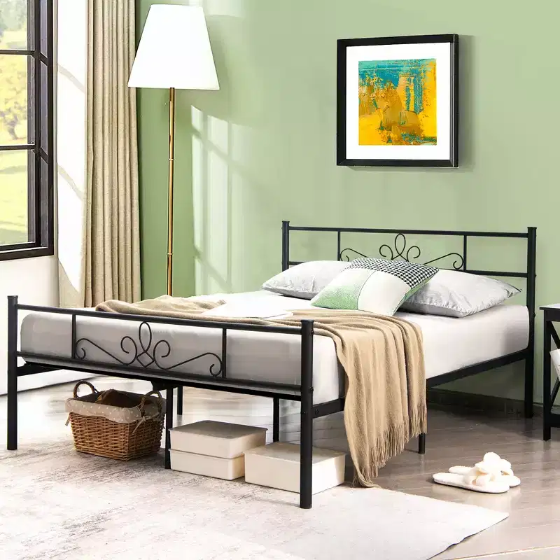 Costway Twin/Queen/Full Metal Platform Bed Frame with Headboard and Footboard No Box Spring Needed