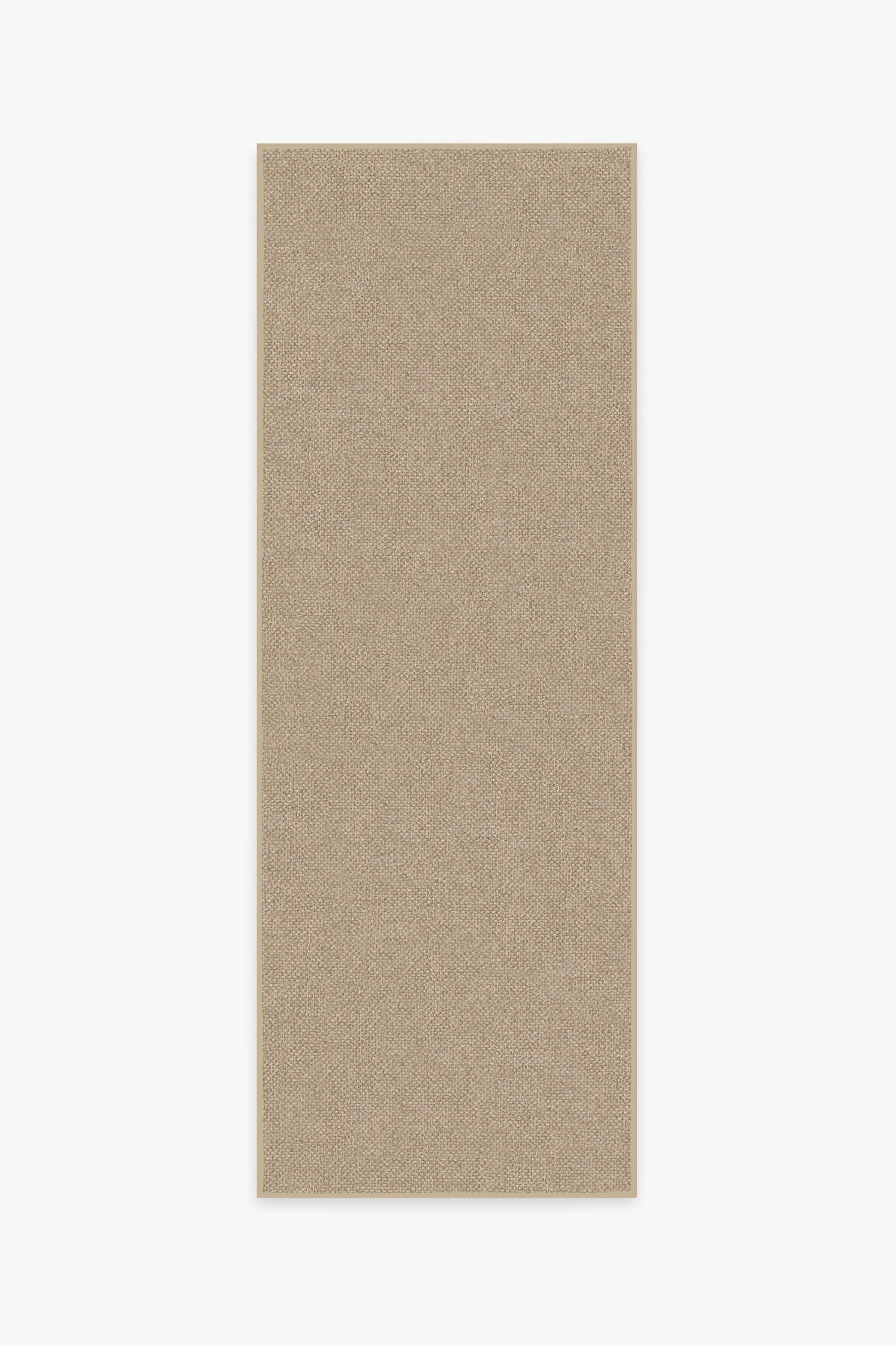 Natural Minimalist Recycled Polyester Flatwoven Rug with Jute-Look Warm Sand Texture for Living Room & Dining Room
