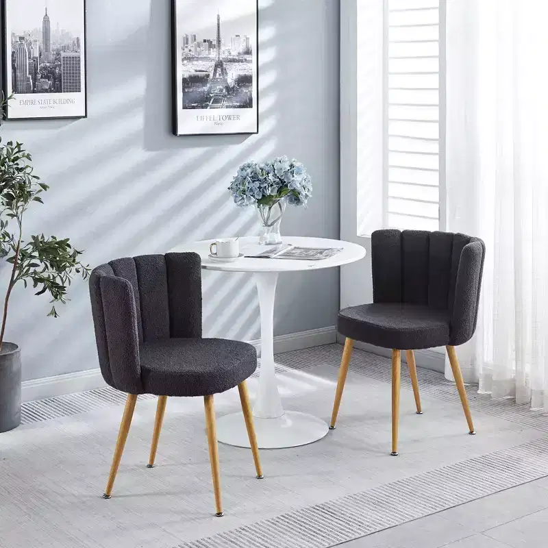 Dining Chairs Set Of 2, Upholstered Chairs With Ergonomic Seat, Metal Legs, Comfortable Backrest, Modern Accent Chair