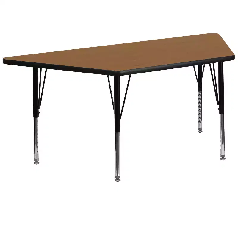 Flash Furniture 29''W x 57''L Trapezoid Thermal Laminate Activity Table - Height Adjustable Short Legs