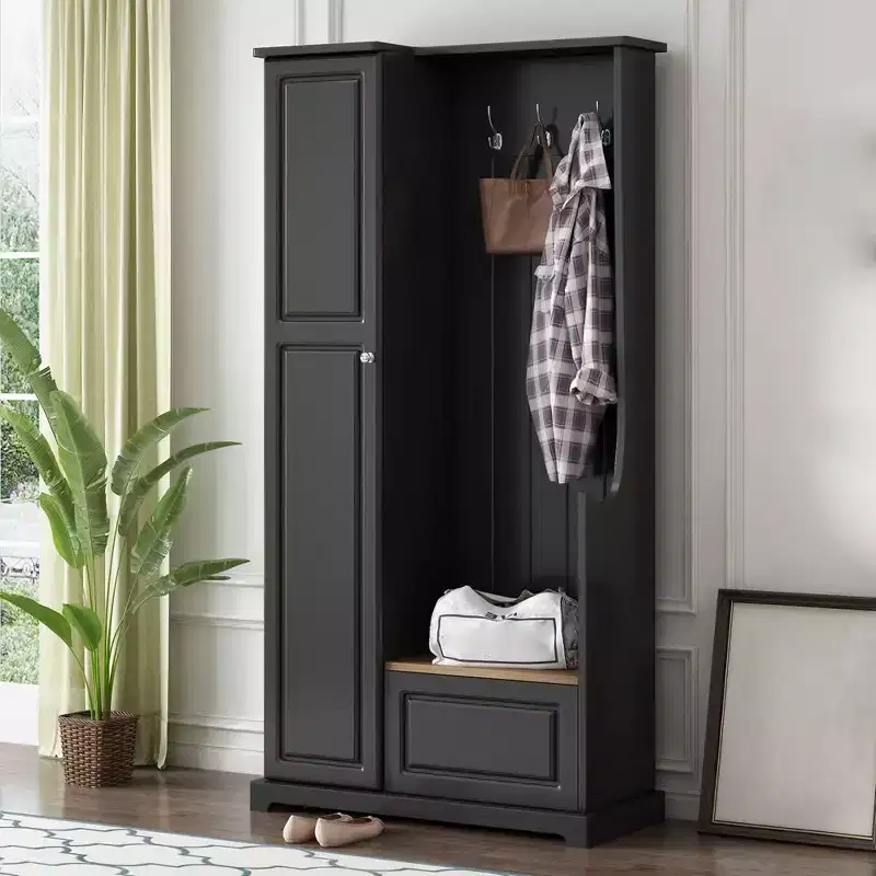 Hall Tree with Flip-Up Bench, Entryway Bench With Coat Rack, Freestanding Storage Bench for Mudroom Living Room Entryway