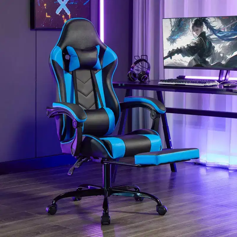 Modern Adjustable Swivel Gaming Chair with Headrest and Lumbar Support, High Ergonomic Computer Chair for Adults