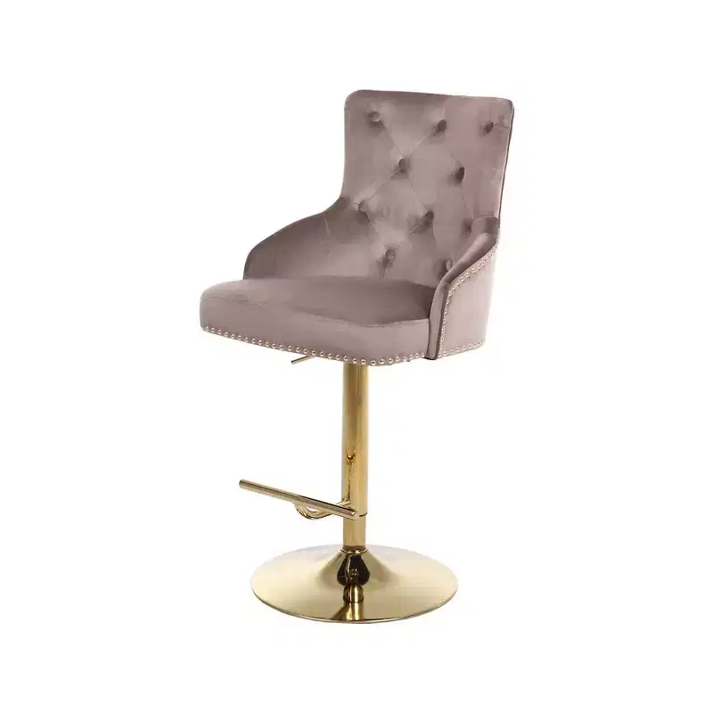 Pink Velvet Adjustable Bar or Counter Stool