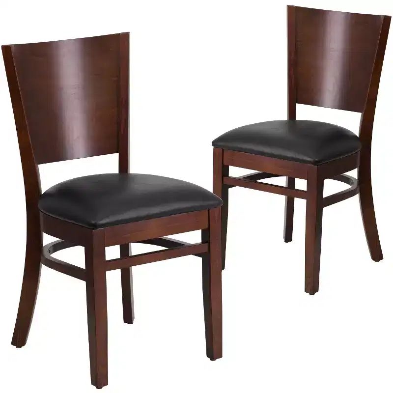 2 Pack Solid Back Wooden Restaurant Chair