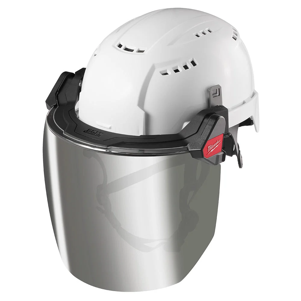 Full Face Shield with Mirrored Dual Coat Lens Hard Hat Attachment