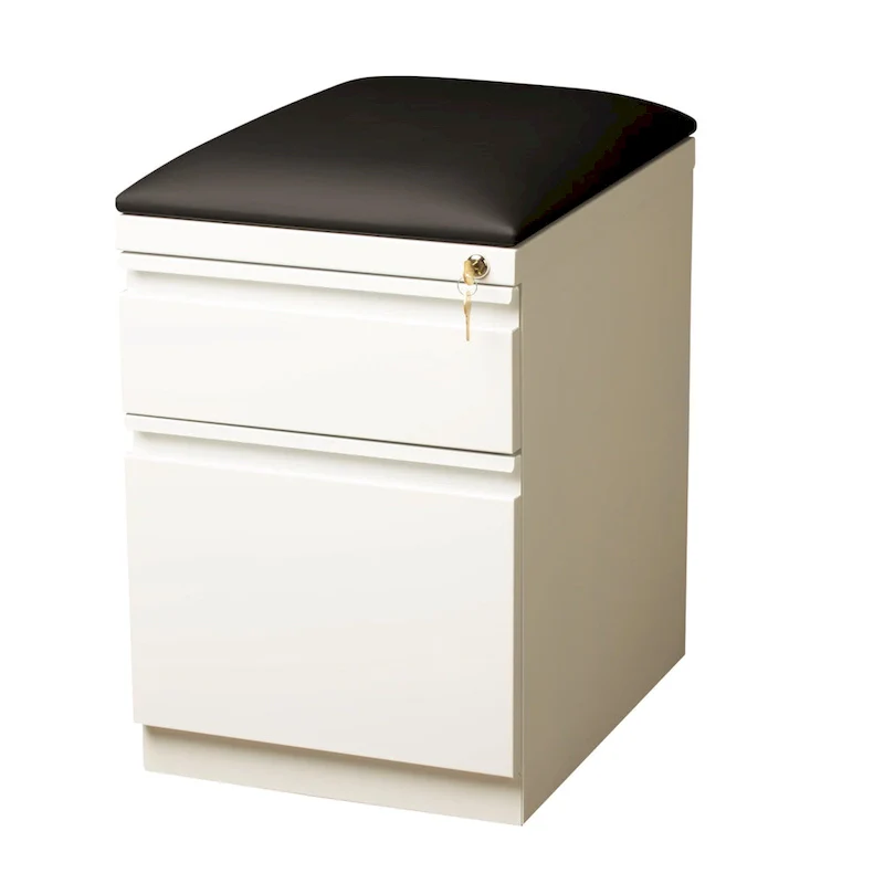 Mobile Pedestal File Cabinet with Padded Seat Cushion
