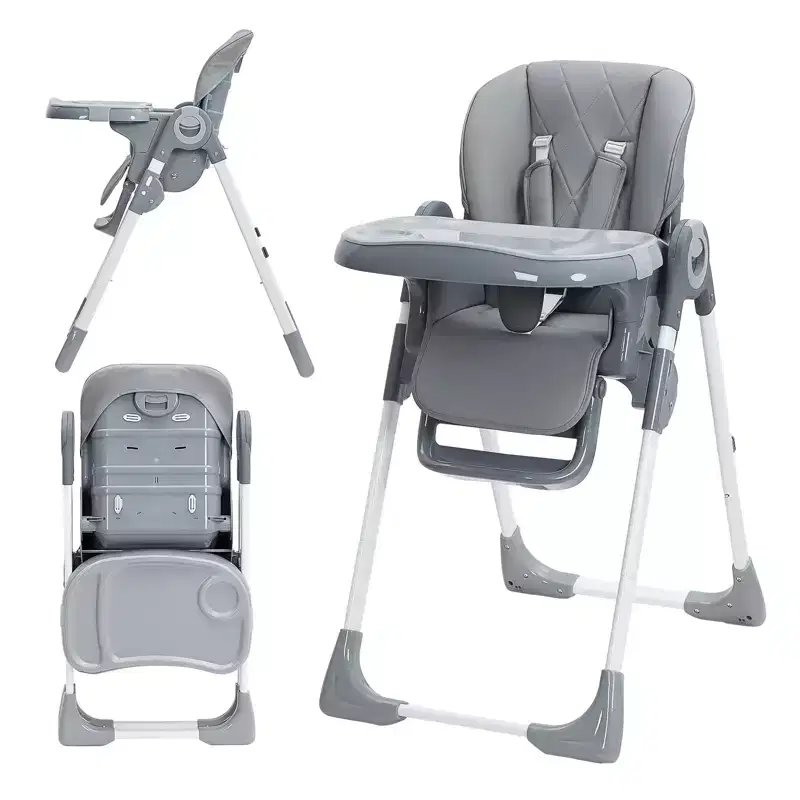 Baby High Chair,Foldable Infant Highchairs with Removable Tray,Adjustable Height and Recline,High Chair for Babies & Toddlers