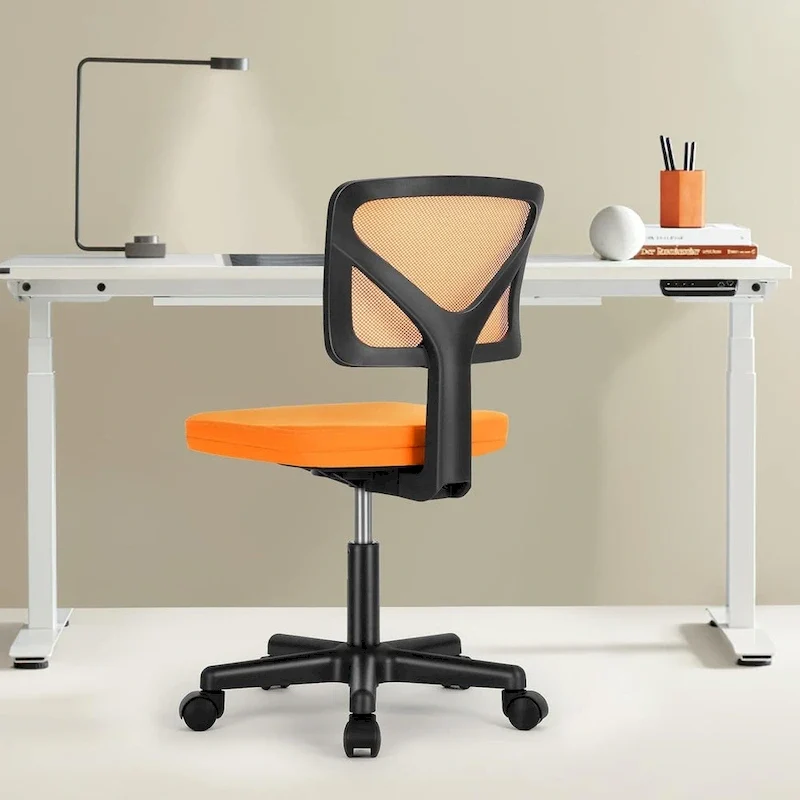 Comfy PU Leather Upholstered Office Chair, Home Desk Chair with Arms & Adjustable Swivel