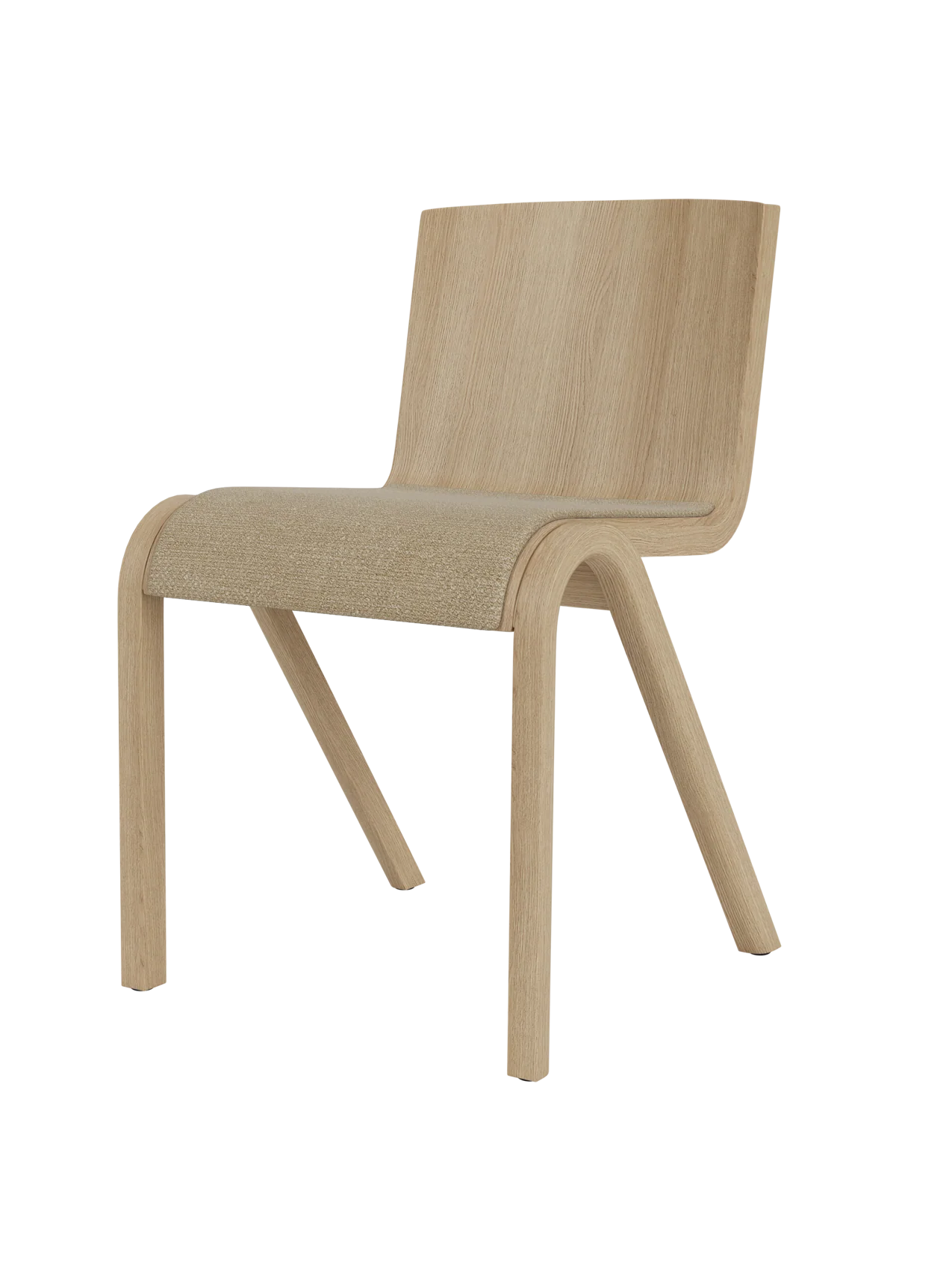 Scandinavian Oak Veneer Dining Chair Seat Upholstered with Cantilevered Stackable Design for Dining Room