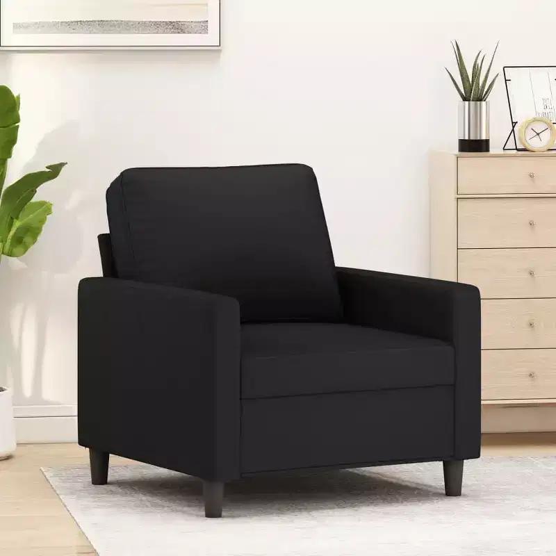 vidaXL Sofa Chair Black Velvet (100% polyester), Metal Single