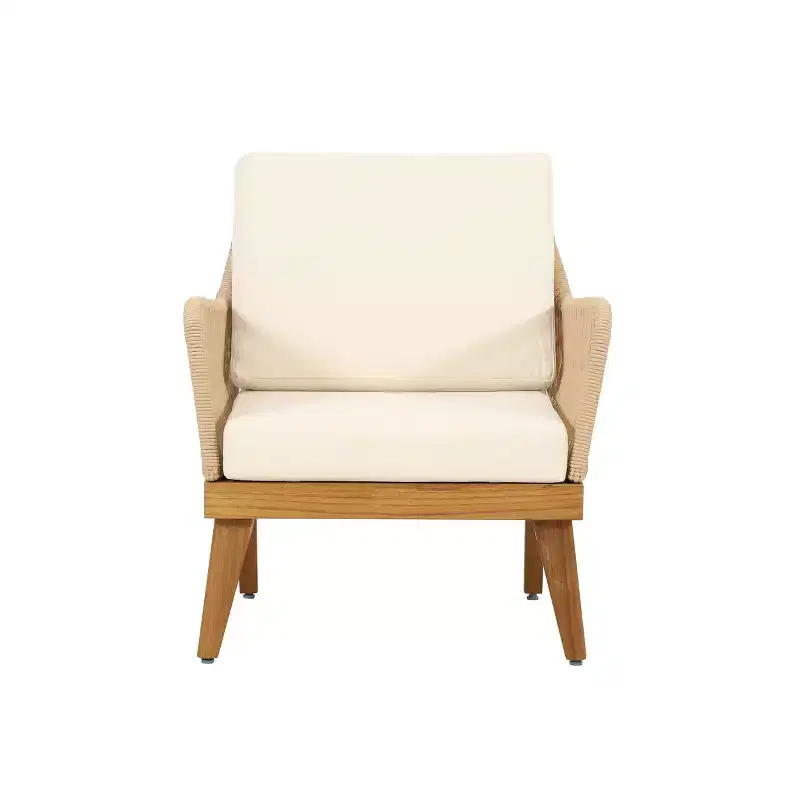Christopher Knight Home Matthieu Modern Acacia Wood Patio Club Chairs with Cushion and Rope Detail (Set of 2)