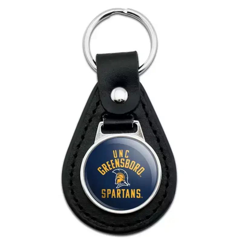 UNC Greensboro Spartan Black Leather Keychain
