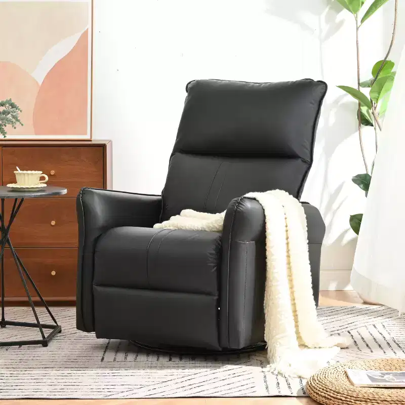 Okak Rocking Recliner Chair with Side Pocket 360 Swivel Nursery Accent Chair Small Glider Chair for Living Room Bedroom Home Theater