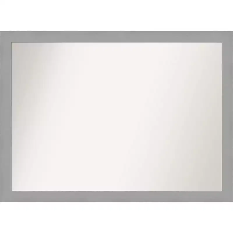 42" x 31" Non-Beveled Brushed Nickel Wall Mirror - Amanti Art: Modern Rectangle, Polystyrene Frame, Includes Mounting Hardware