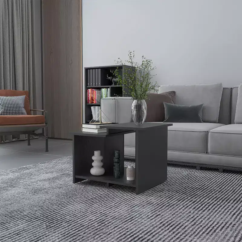 Okak 16.6 H Rectangle Modern Coffee Table with Open Lower Shelf for Home Office Storage for Living Room/Office, Space-Saving