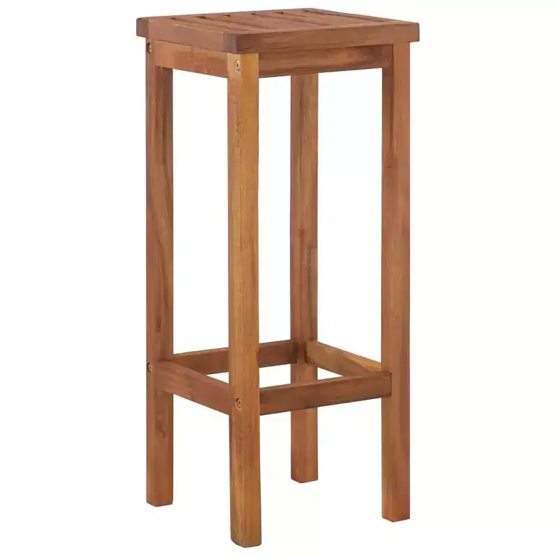 vidaXL Bar Stool Set of 8 Natural wood color Solid Acacia wood Standard