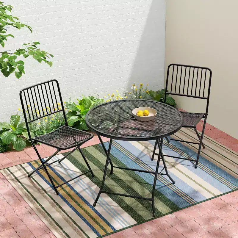 Steel Round Metal Mesh Outdoor Patio Bistro Table Black - Room Essentials™