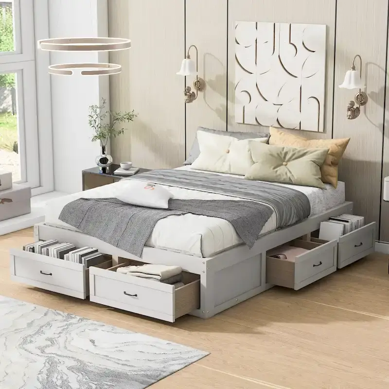 Reclaimed Wood Peking Ming Coffee Table, Small, 55 Inch Long, Weathered White Wash