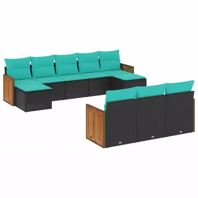 vidaXL Patio Sofa Set Black, Blue