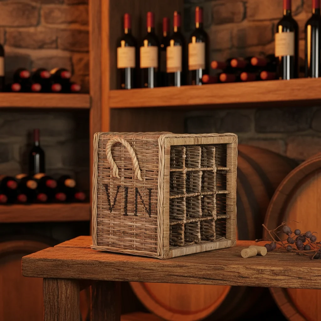 16-Bottle Rattan Wine Rack - Grey