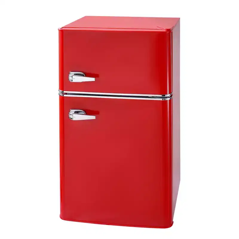 VEVOR Mini Fridge with Freezer, 3.2 Cu.Ft,Two Door Compact Refrigerator with Adjustable Temperature,Glass Shelf, Energy Efficient Dorm Fridge, Red