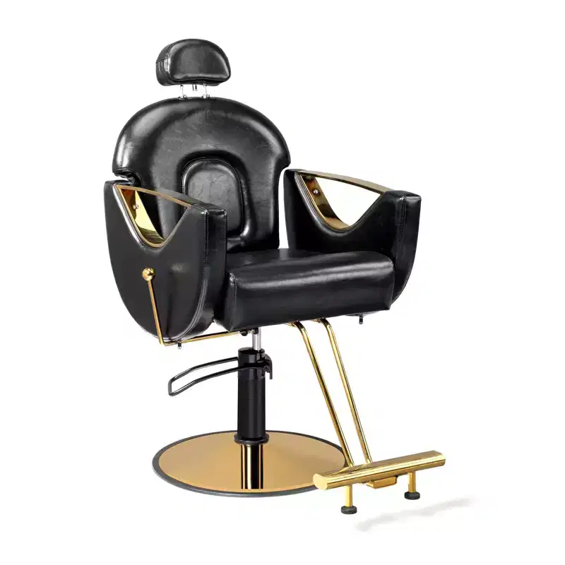 Heavy Duty Reclining Hair Salon Chair with Headrest – 330 lbs, 360° Swivel, Black