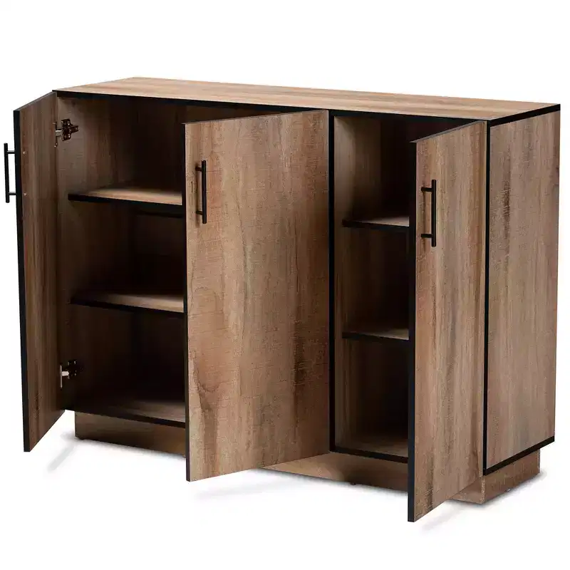 Patton Wood 3 Door Dining Room Sideboard Buffet Oak - Baxton Studio
