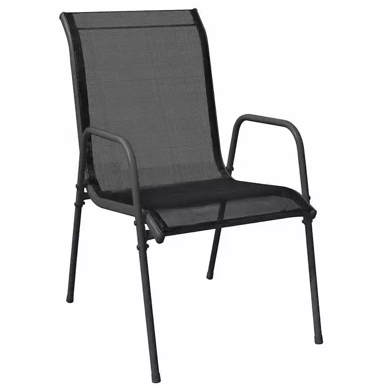 vidaXL Garden Chair Set of 2 and Steel and Textilene
