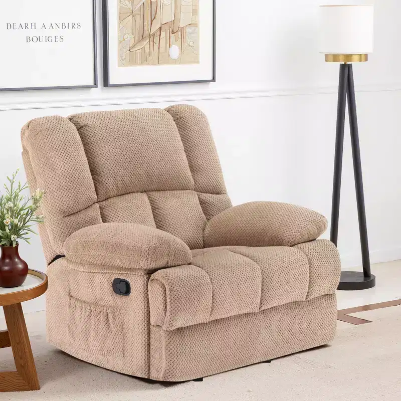 Camel Oversized Rocking Recliner Chair For Adults Living Room