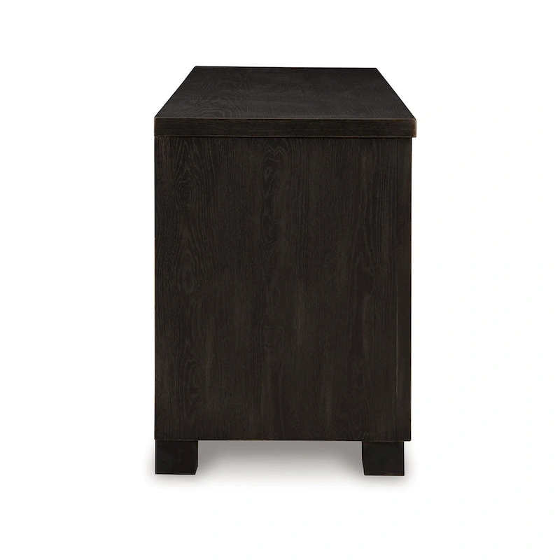 Galli Large TV Media Console, 2 Drawers, 4 Shelf, Black Wood, 80 Inch
