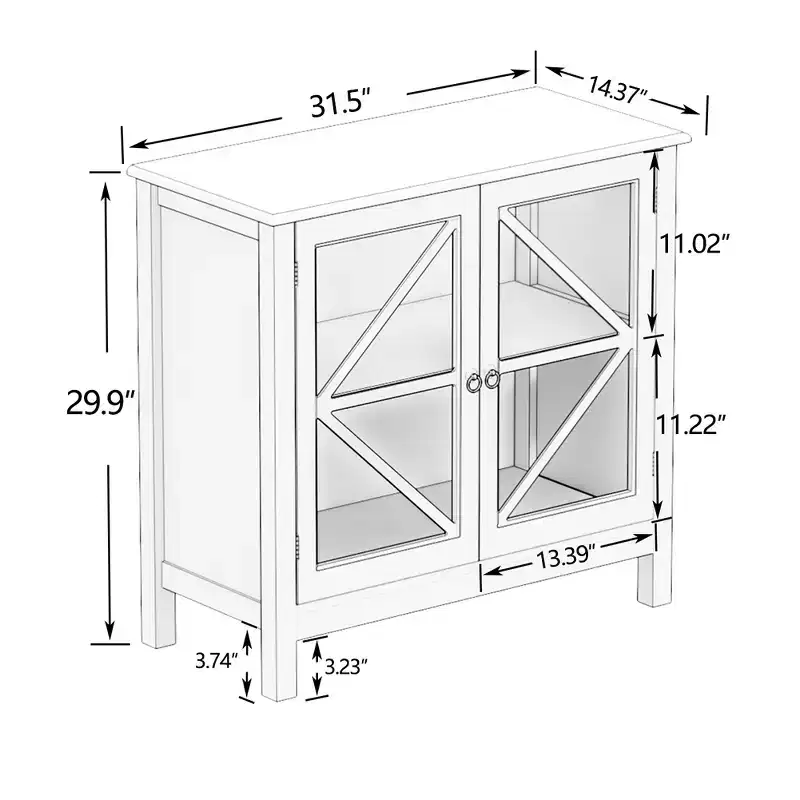 Sideboard Buffet Cabinet, Display Storage Cabinet with Double Framed Glass Doors, Cupboard Console Table for Home Kitchen