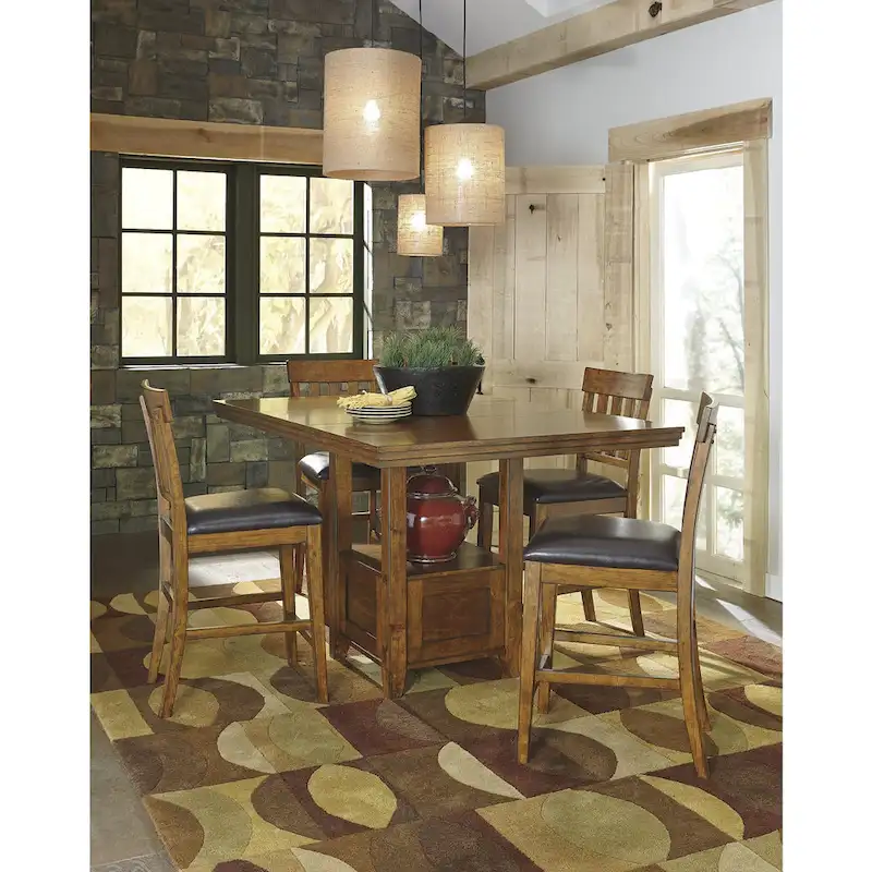 Signature Design by Ashley Ralene Medium Brown 5-Piece Counter Height Dining Package
