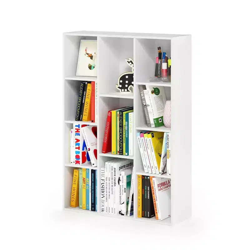 3-tier Open Bookcase 11-Cube Floor Standing Storage Shelves Display Cabinet,White
